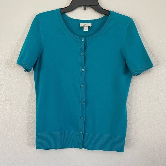 Loft Turquoise Short Sleeve Cardigan 
